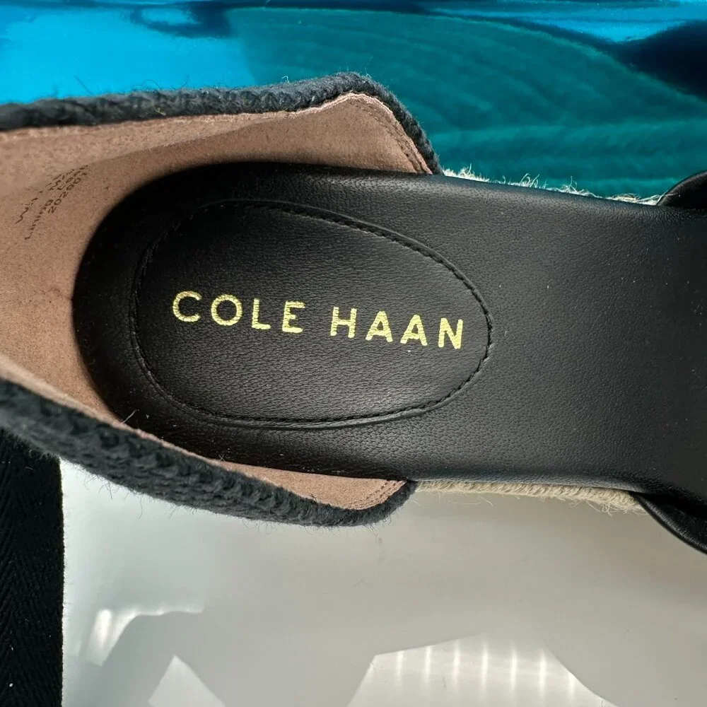 Cole Hann Women's Cloudfeel Hampton Wedge Strappy Sandal Shoes,‎ Size 7.5, Black